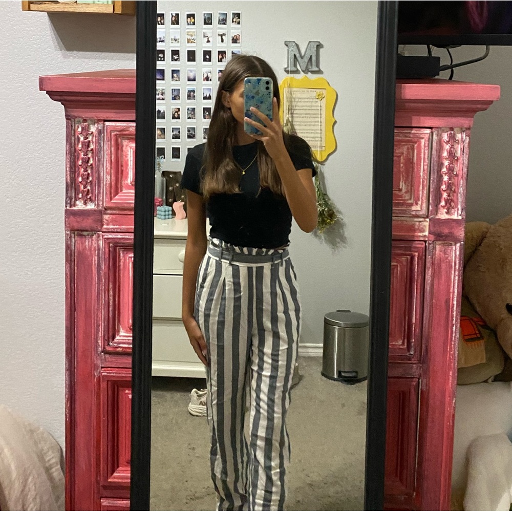 Grey and White Stripped Pants